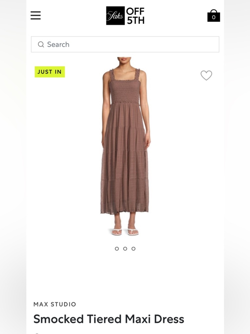 Max Studio Brown Smocked Tiered Maxi Dress